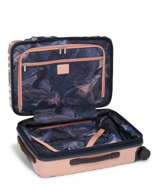 Shop 19 Degree International Expandable 4 Wheeled Carry-On - Blush/Navy Liquid Print in australian