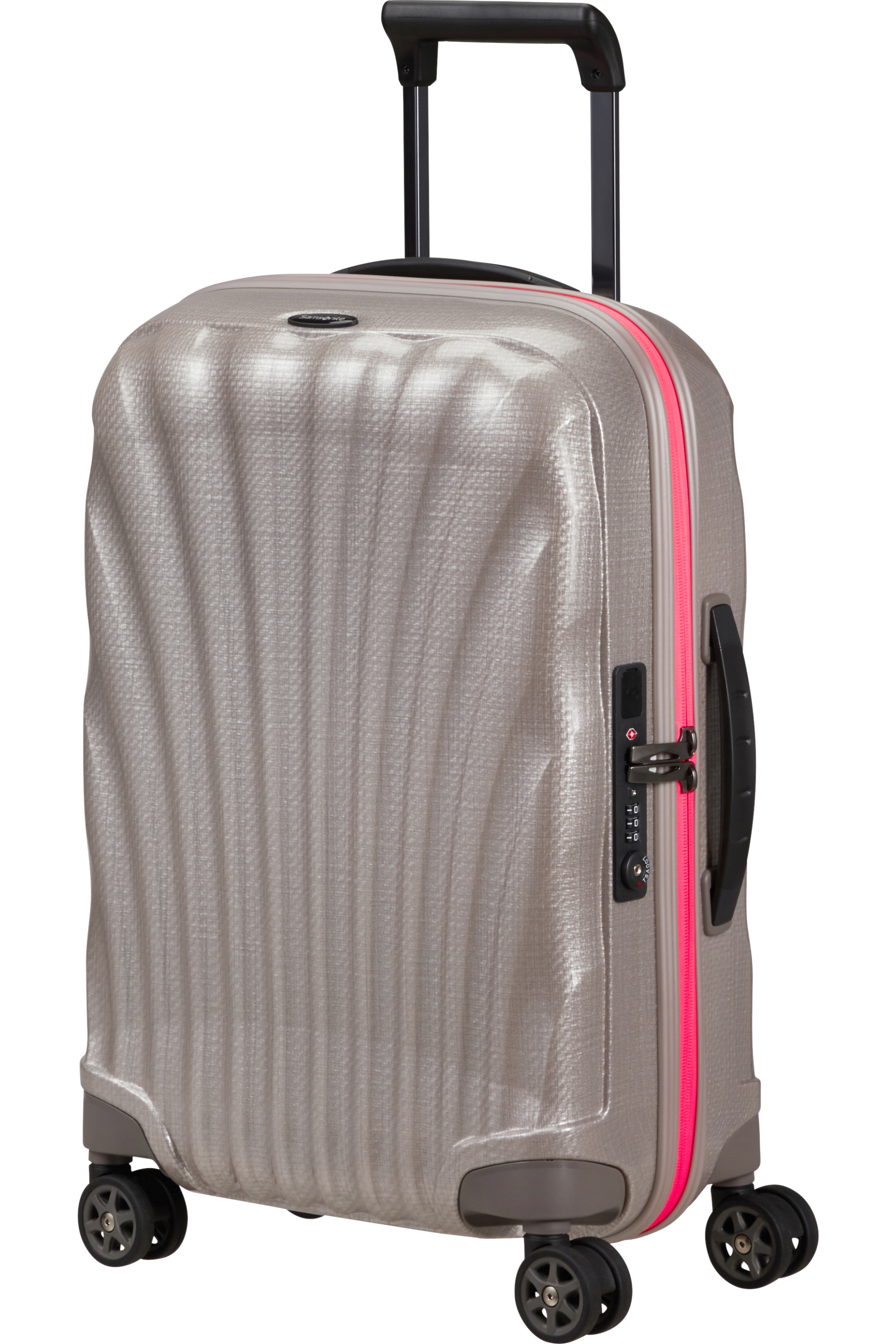 Shop C-Lite Spinner (4 wheels) 55cm Expandable Cabin - Pearl/Fuchsia in australian