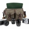 Shop Hadley Small Pro Camera Bag - Sage FibreNyte / Chocolate Leather in australian