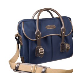 Shop Thomas Briefcase & Laptop Bag - Navy Canvas / Chocolate Leather in australian