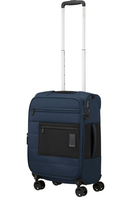 Shop VAYCAY Spinner Expandable (4 wheels) 55cm Length 35cm- Navy Blue in australian