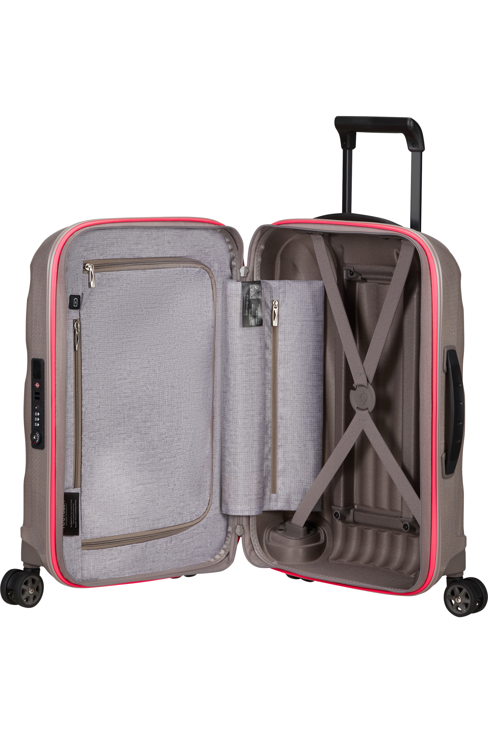 Shop C-Lite Spinner (4 wheels) 55cm Expandable Cabin - Pearl/Fuchsia in australian