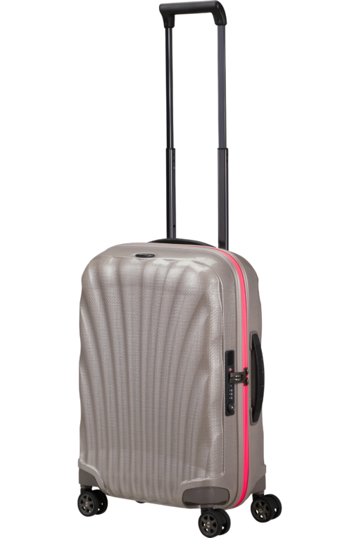 Shop C-Lite Spinner (4 wheels) 55cm Expandable Cabin - Pearl/Fuchsia in australian