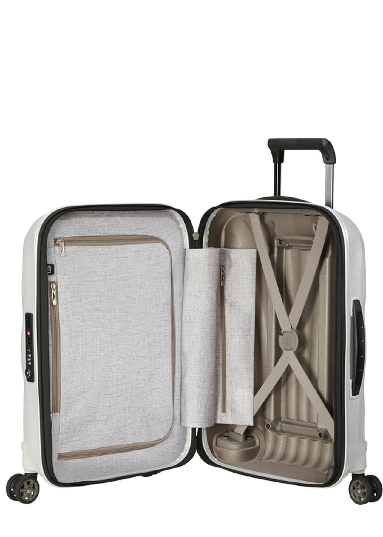 Shop C-Lite Spinner (4 wheels) 55cm Expandable Cabin - Off White in australian