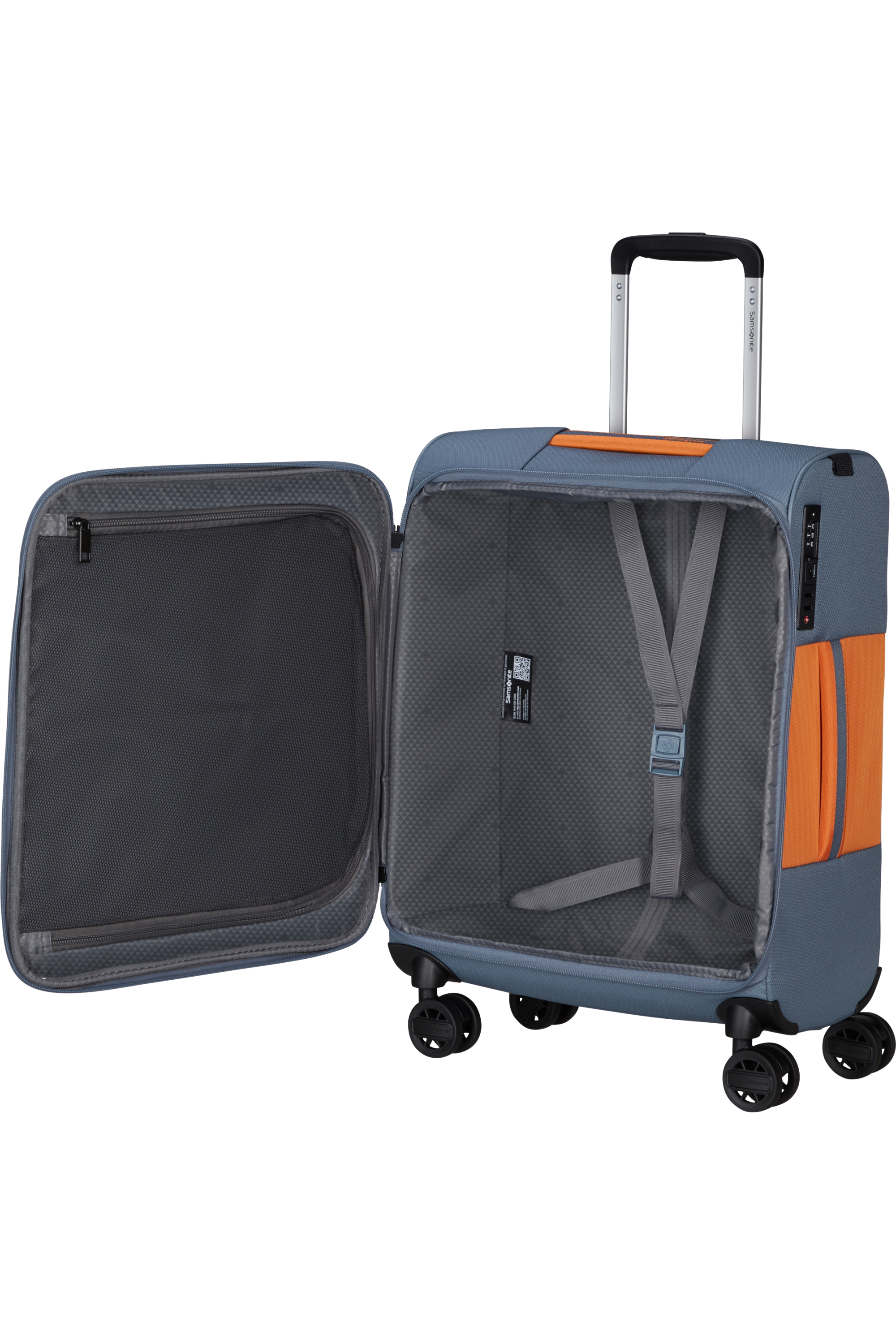 Shop VAYCAY Spinner (4 wheels) 55cm - Blueberry Blue/Orange in australian