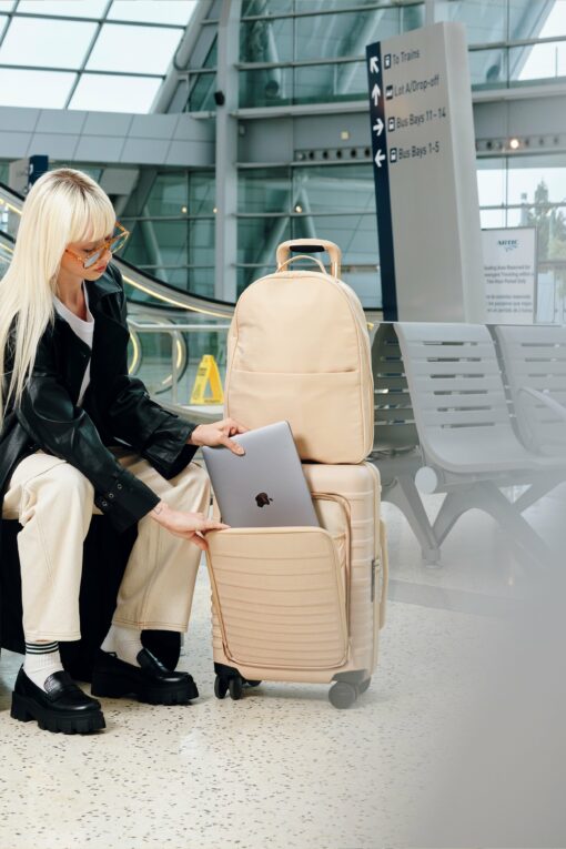 Shop The Front Pocket Carry-On Roller in Beige in australian